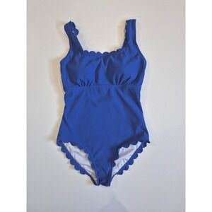 Charmo Blue Ribbed Scalloped One Piece Swimsuit Size Medium